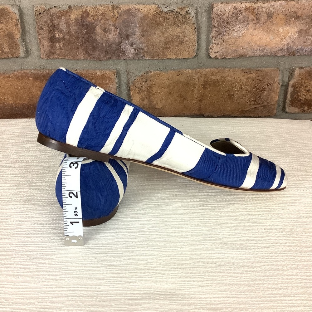 DOLCE & GABBANA Blue/White Stripe Brocade Slip-On Flats - Picture 13 of 16